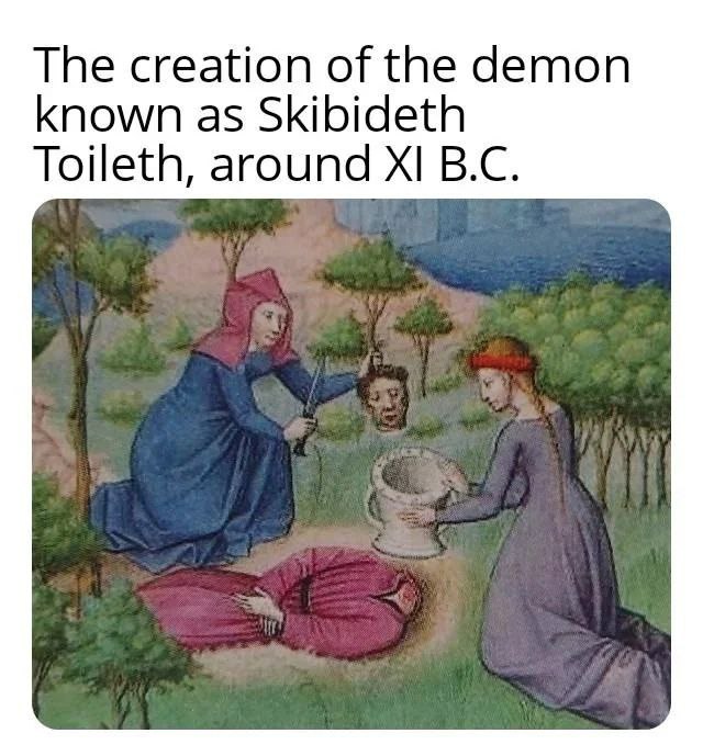 The creation of the demon known as Skibideth Toileth, around