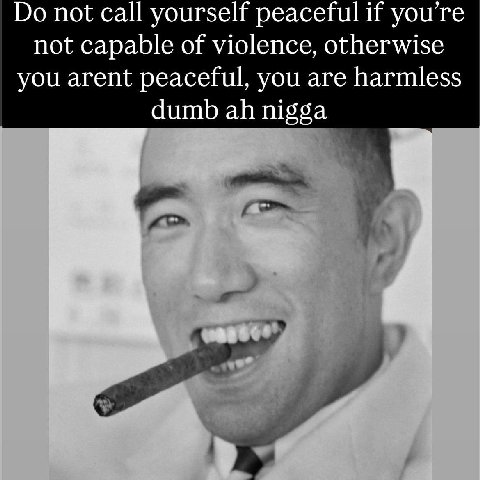 not call yourself peaceful if youre not capable of violence, otherwise you arent peaceful, you are harmless dumb nigga