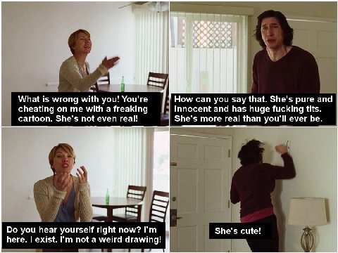 $4 АХО What is wrong with you! You're How can you say that. pure and cheating on me with a freaking innocent and has huge fucking tits cartoon. She's not even real! She's more real than you'll ever be