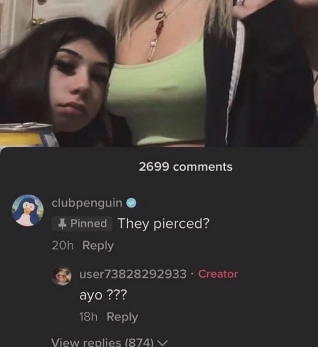 2699 comments clubpenguin Pinned They pierced? Reply user73828292933 Creator ayo Reply View replies (874)