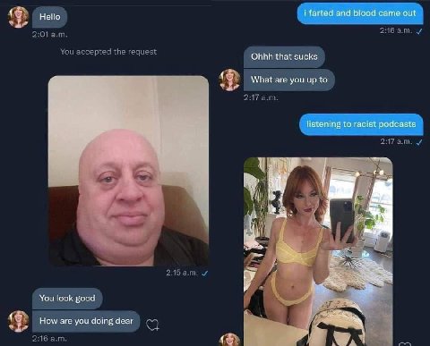 {7 Нео i farted and blood came out Ohhh that sucks У 17 What are you up to listening to racist podcasts thy a You good a> How are you doing dear и