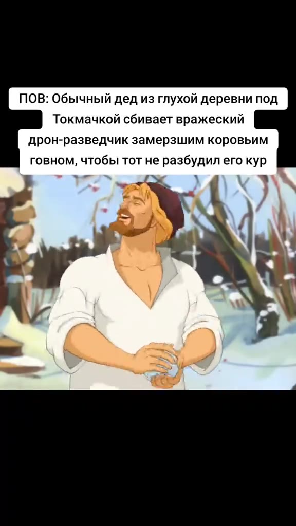 ПОВ: Обычный дед из глухой деревни под Токмачкой сбивает вражеский дрон-разведчик замерзшим коровьим говном, чтобы тот не разбудил его кур