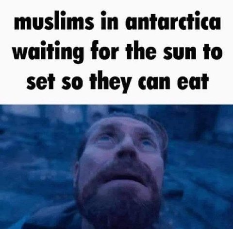muslims in antarctica waiting for the sun to set so they can eat