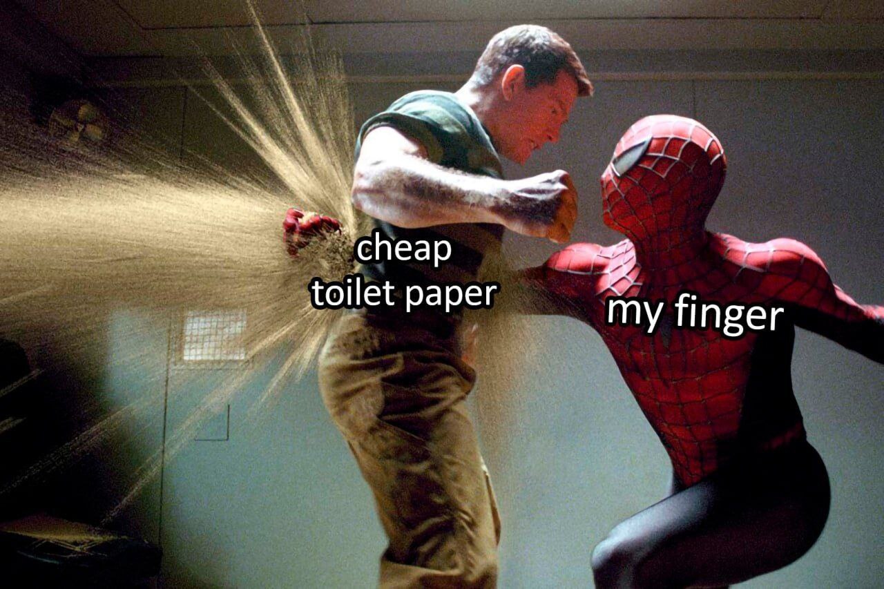 A toilet paper my finger