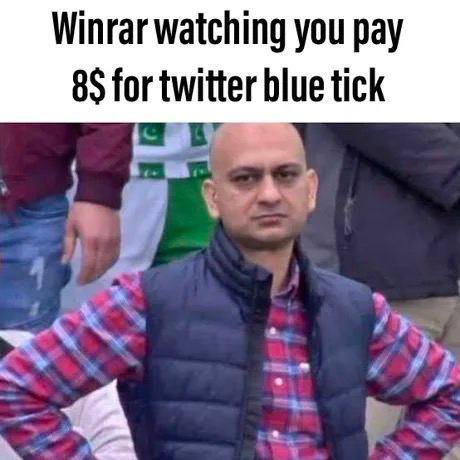 Winrar watching you pay for twitter blue tick