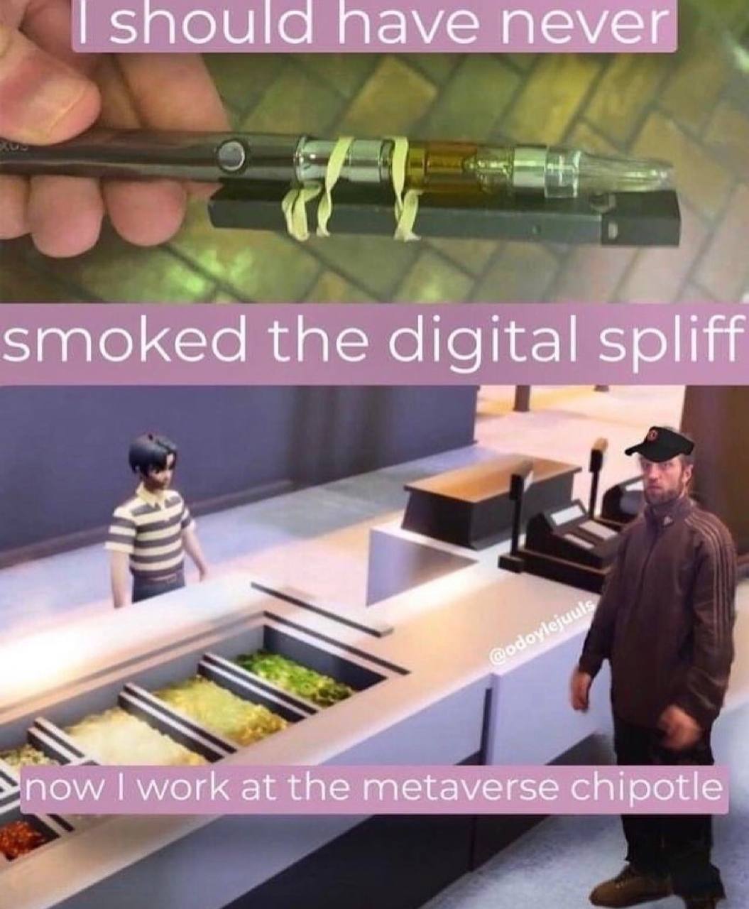 5поц[а Nave never smoked the dig ital spliff Snow work at the metaverse chipotle