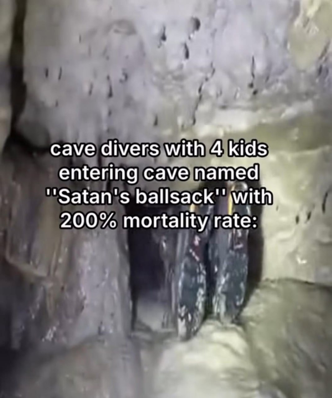 Cave divers with 4 kids, entering cave named "Satan's МИА 200% mortality rate: toy