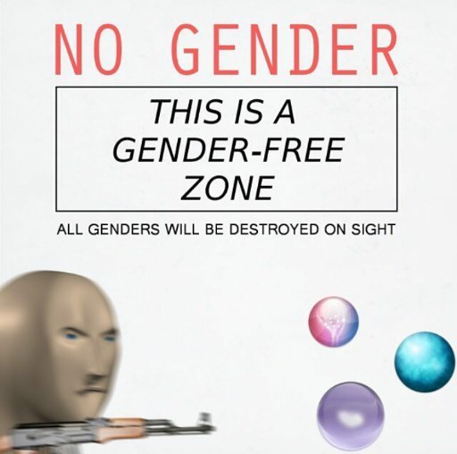 GENDER THIS ISA GENDER-FREE ALL GENDERS WILL BE DESTROYED ON SIGHT ZONE