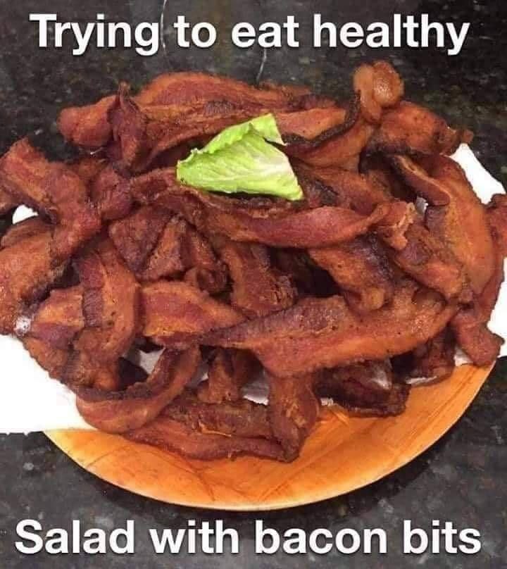 Trying to eat healthy Salad with bacon bits