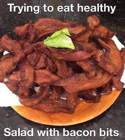 Trying to eat healthy Salad with bacon bits