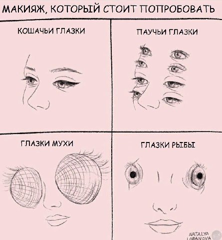МАКИЯЖ, КОТОРЫЙ СТОИТ ПОПРОБОВАТЬ КОШАЧЬИ ГЛАЗКИ ПАУЧЬИ ГЛАЗКИ (С ГЛАЗКИ МУХИ ГЛАЗКИ РЫБЫ 1 NATALYA