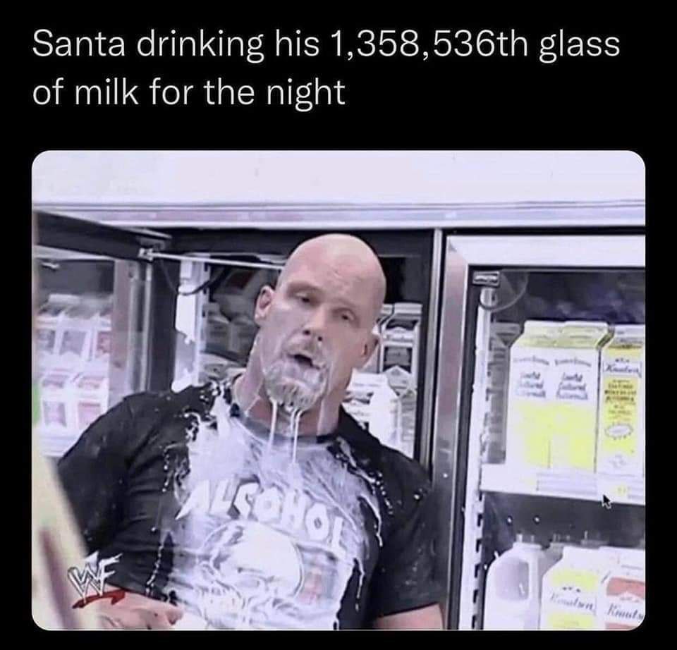Santa drinking his glass of milk for the night