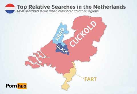 Тор Relative Searches the Netherlands 4 Most searched terms when compared to other regions FART Porn hub