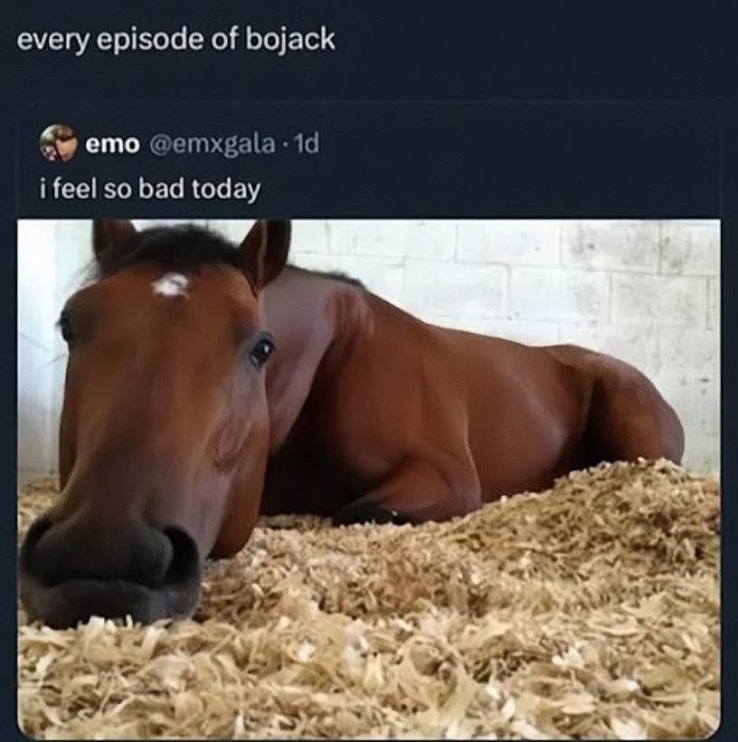 every episode of bojack emo @emxgala i feel so bad today A