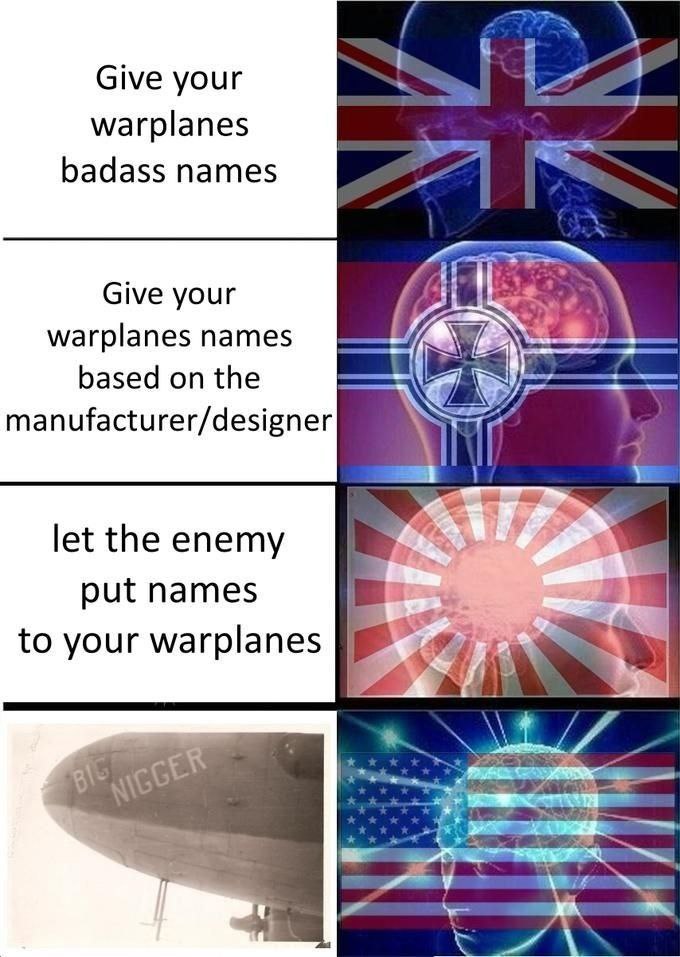 Give your warplanes badass names Give your к warplanes names based on the manufacturer/designer let the enemy put names to your warplanes у a