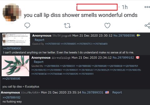 you Call lip diss shower smells wonderful omds Anonymous оархм Mon 21 Dec 2020 23:30:12 No.297898596 Report >>297896900 can't understand anything on her twitter. Even the tweets understand make no sen