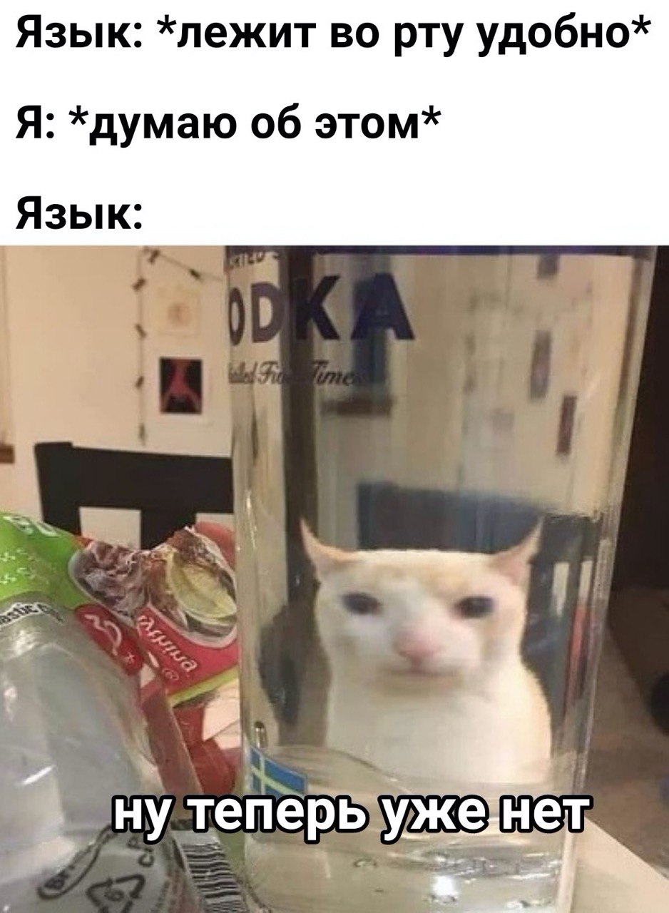 Язык: *лежит во рту удобно* Я: *думаю 06 этом* Язык: ерь же нет