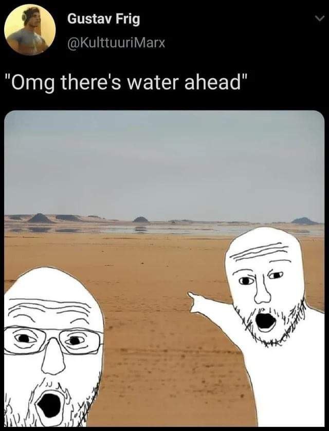 Gustav Frig “Omg there's water ahead”
