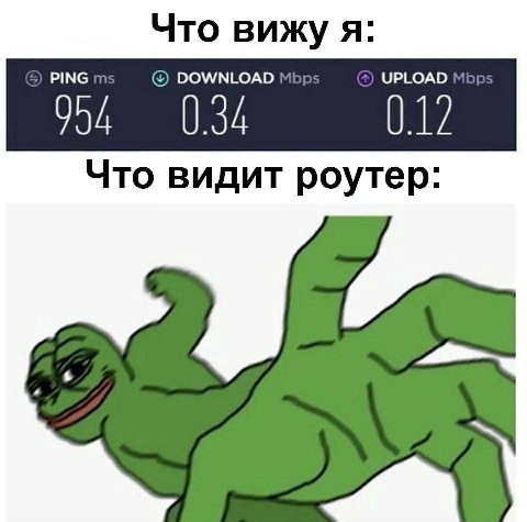 Что вижу я: PING DOWNLOAD UPLOAD 954 0.34 0.17 Что видит роутер:
