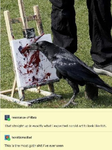 4 52 resonance-of-libra hat straight up is exactly what expected corvid art to look like tbh. That straight up tly what expected dart to look like tbt hereiticmadlad This is the most goth shit I’ve ev