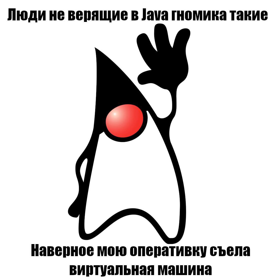 Люди He верящие в Java гномика такие Наверное мою оперативку съела виртуальная машина