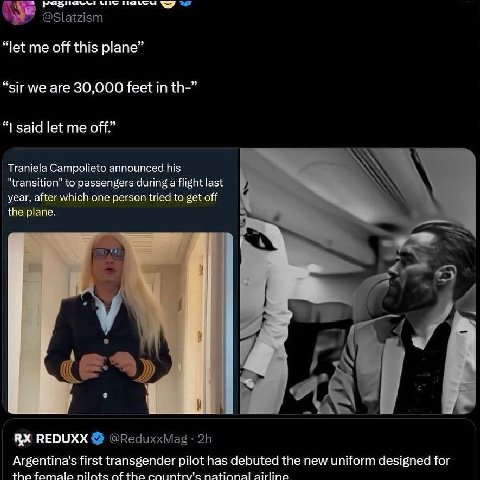 “let me off this plane” ‘sir we are 30,000 feet in сага let me off.” Traniela Campolieto announced his “transition” to passengers during a year, after which one person tried to get off the plane. REDU