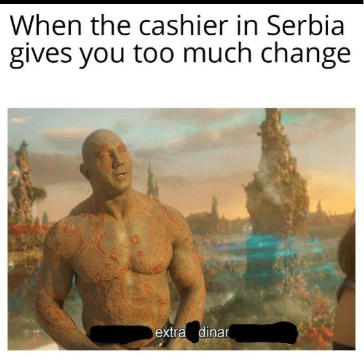 When the cashier in Serbia gives you too much change dinar