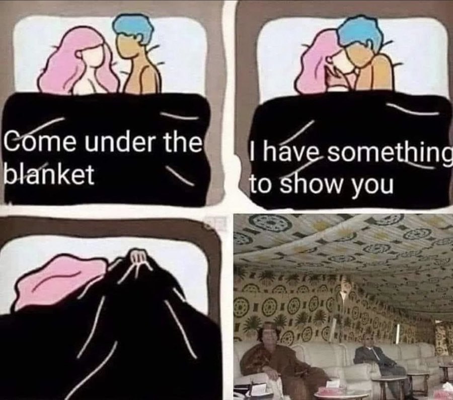 4 Соте ипаег the have somethinc blanket to show you