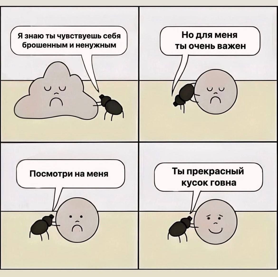Я знаю ты чувствуешь себя Но для меня брошенным и ненужным ты очень важен Посмотри на меня Ты прекрасный кусок говна