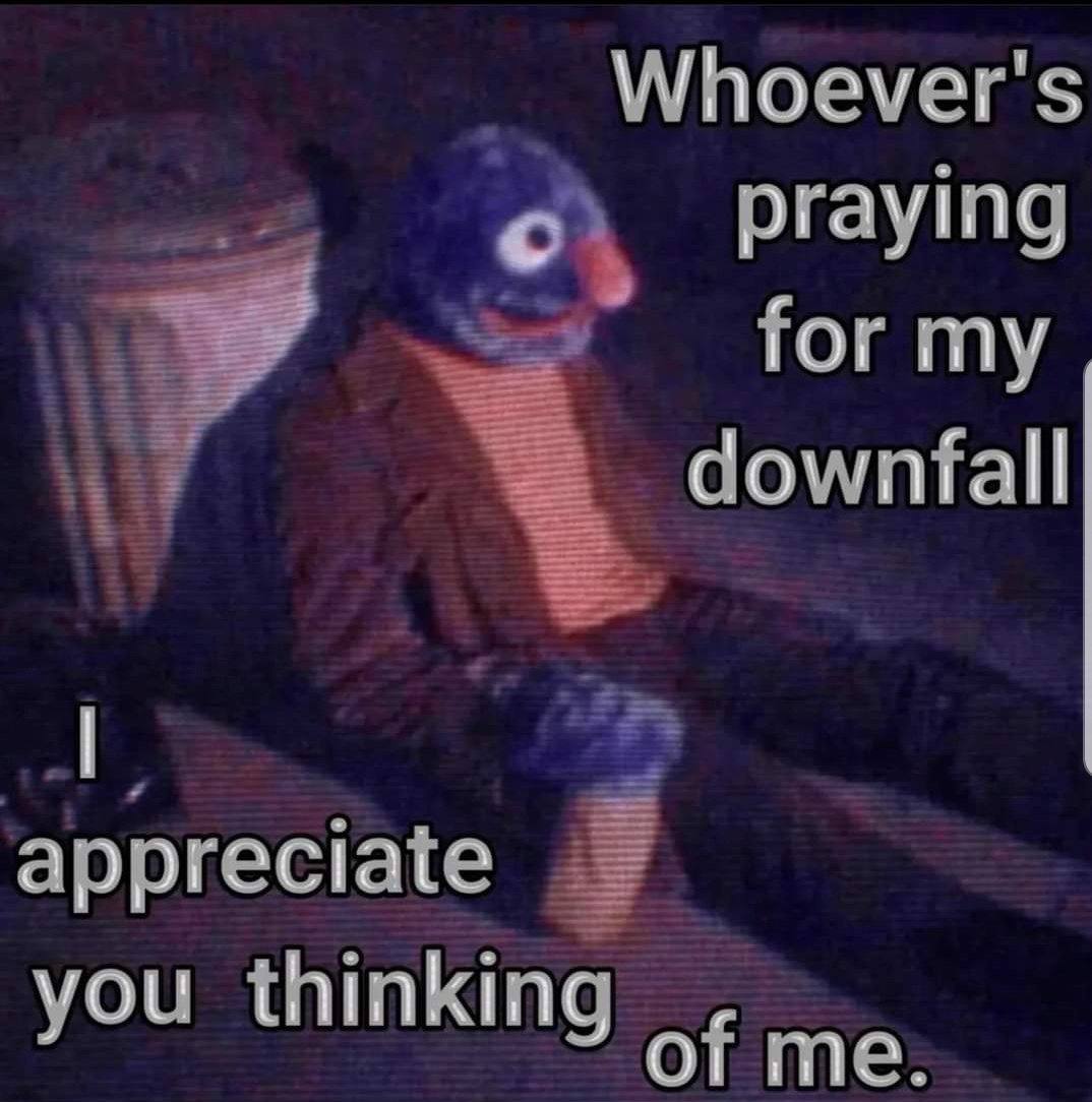 Whoever's praying for my downfall appreciate you thinking of me: