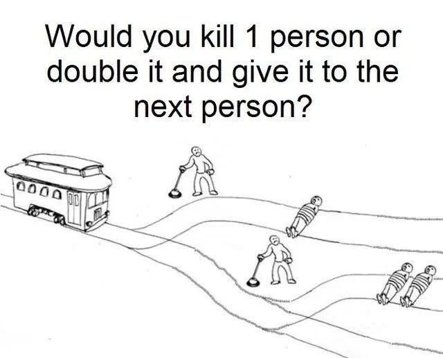Would you 1 person or double it and give it to the next person?