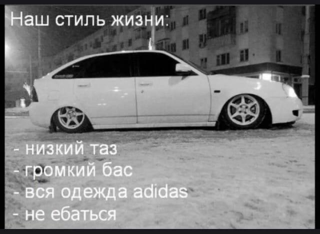 Наш стиль жизни: у низкий таз громкий бас вся одежда adidas не ебаться