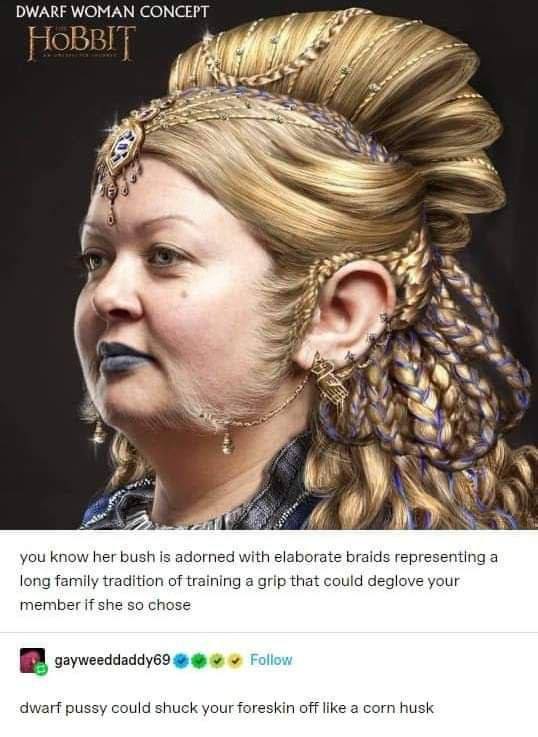 DWARF WOMAN CONCEPT я at void you know her bush is adorned with elaborate braids representing a long family tradition of training a could deglove your member if she so chose gayweeddaddy69 dwarf pussy