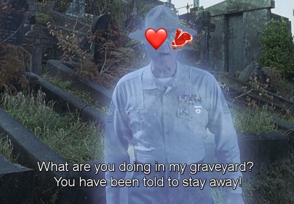 2 What are you doing in my graveyard? You have been told to stay away!