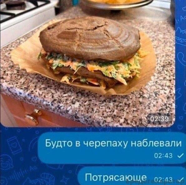 02:39. Будто в черепаху наблевали 02:43 Потрясающе