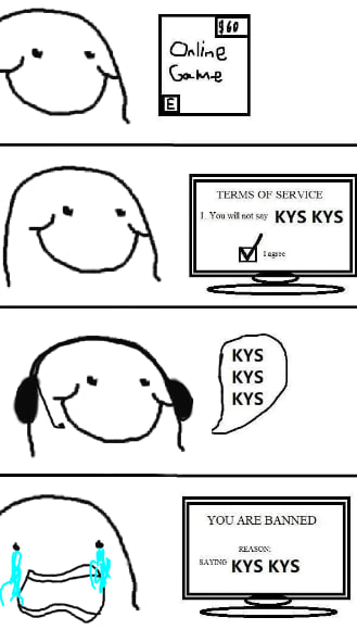 TERMS OF SERVICE 1 You wif not say KYS KYS YOU ARE BANNED REASON KYS KYS