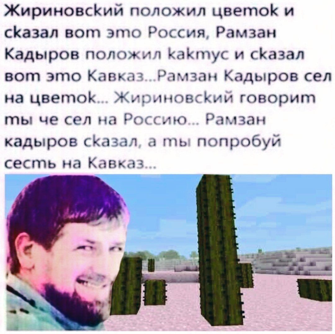 Жириновский положил цветок и сказал вот это Россия, Рамзан Кадыров положил kakmyc и сКазал BOM это Кавказ...Рамзан Кадыров сел на цветок... Жириновский че сел на Россию... Рамзан кадыров сКазал, а поп