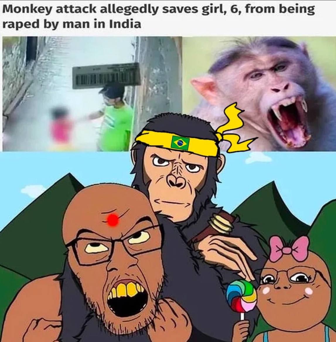 Monkey attack allegedly saves girl, 6, from being raped man in India 7 4 5:3 Kay Cay) У у