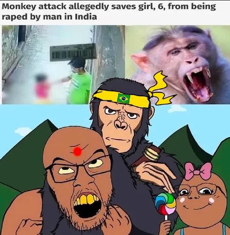 Monkey attack allegedly saves girl, 6, from being raped man in India 7 4 5:3 Kay Cay) У у