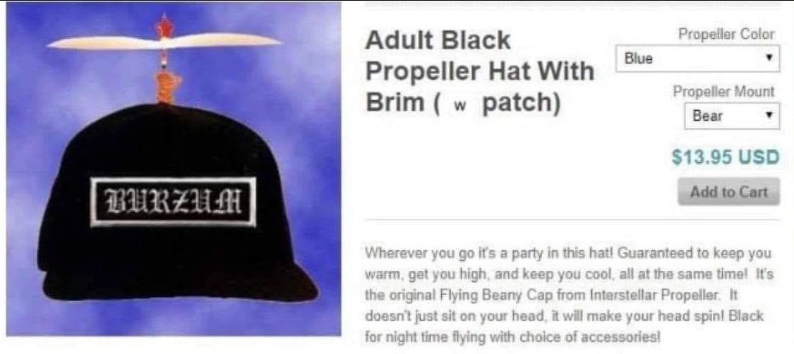 0 Adult Black Blue Propeller Hat With Brim patch) Bear $13.95 USD Add to Carn ИЗ А у hat! а 4 к on Но higt ail at 5 iT tima Flying Beany Cap from Interstellar your head wil make your gad spin! Black t