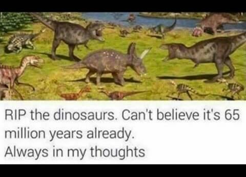 RIP the dinosaurs. Can't believe it's 65 million years already. Always in my thoughts