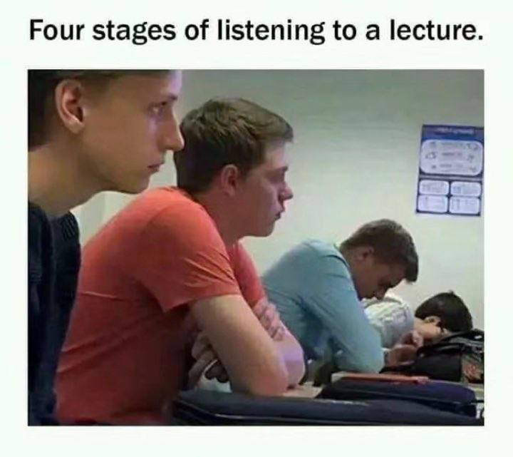 Four stages of listening to a lecture