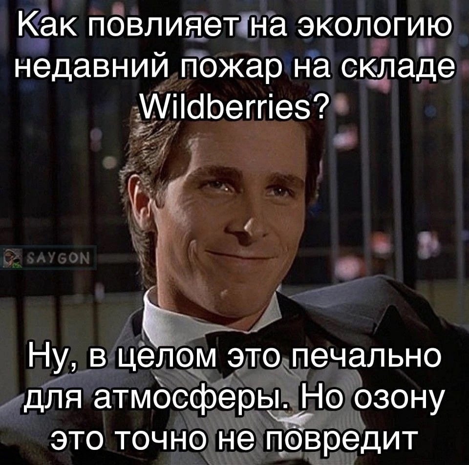 Как повлияет на экологию недавний пожар на складе Wildberries? Ну, в целом это печально для атмосферы. Но озону это точно не повредит