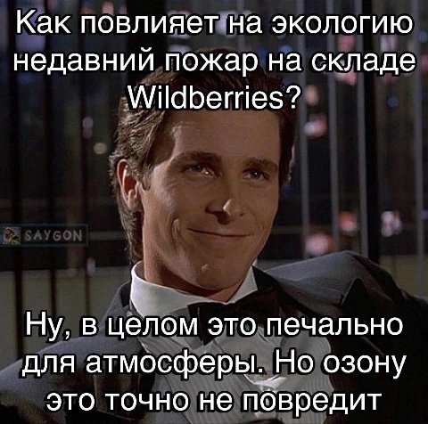 Как повлияет на экологию недавний пожар на складе Wildberries? Ну, в целом это печально для атмосферы. Но озону это точно не повредит