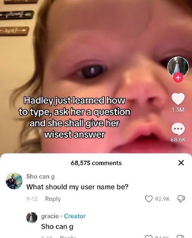 to question give) {net wisest 68.6К 68,575 comments Sho can 9 What should my user name be? 2 Reply 929к gracie Creator Sho cang {ivy