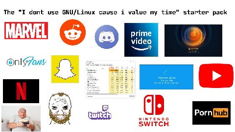 The "I dont use GNU/Linux cause i value my time" starter pack MARVEL video Apple Event (В twitch NINTENDO SWITCH.