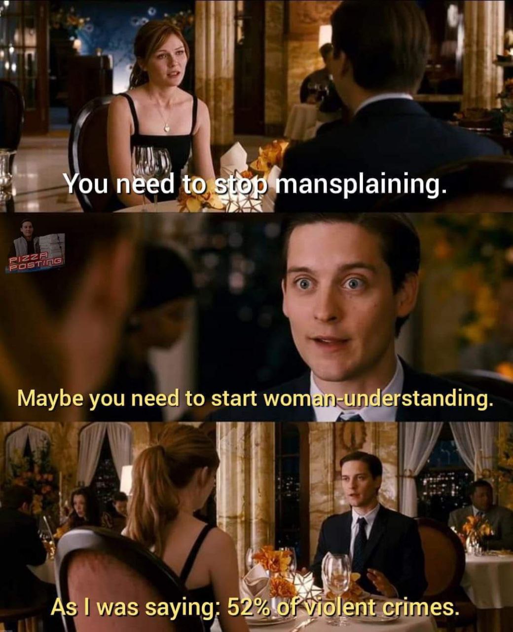 у You need ansplaining. Maybe you need to start As was saying: crimes.