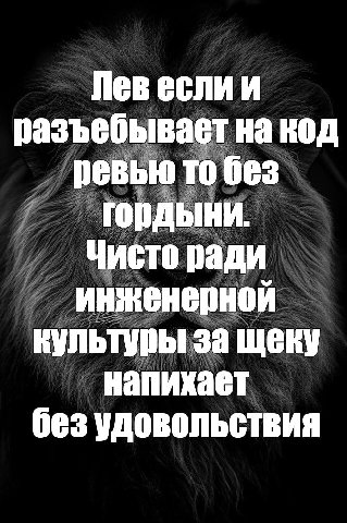 Лев если и разъебывает на код ревью то без гордыни. Чисто ради инженерной культуры за щеку напихает без удовольствия