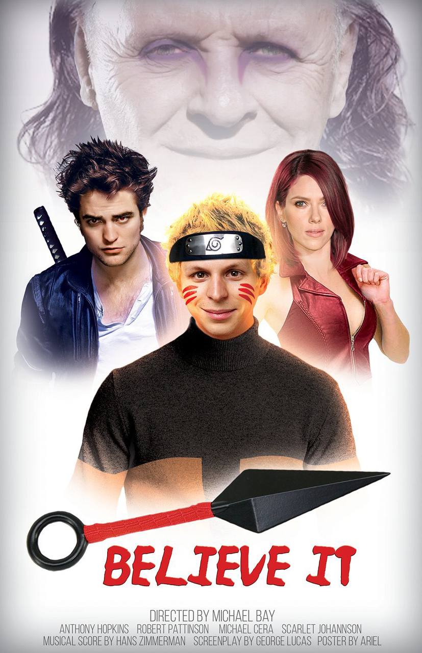 У Я BELIEVE IT DIRECTED MICHAEL BAY ANTHONY HOPKINS ROBERT PATTINSON MICHAEL СЕВА SCARLET JOHANNSON MUSICAL SCORE HANS ZIMMERMAN SCREENPLAY GEORGE LUCAS POSTER ARIEL