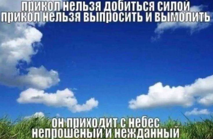 прикол. ИВЫМОЛИТЬ При непрошеный и данный он приходит с небес